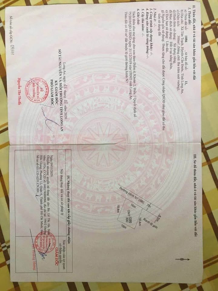 Đất thổ cư 300m² xã Tân Trạch, huyện Cần Đước, giá 1.1 tỷ - Cơ hội sở hữu ngay!