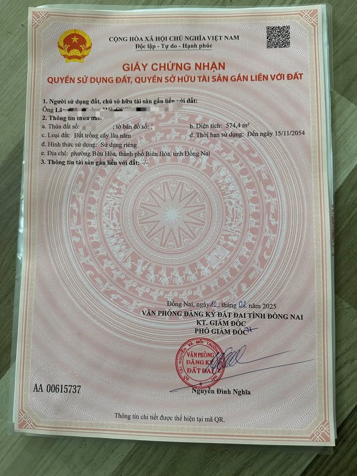 Đất nền Biên Hòa 574m² giá 5.74 tỷ - Pháp lý rõ ràng, sổ hồng riêng!