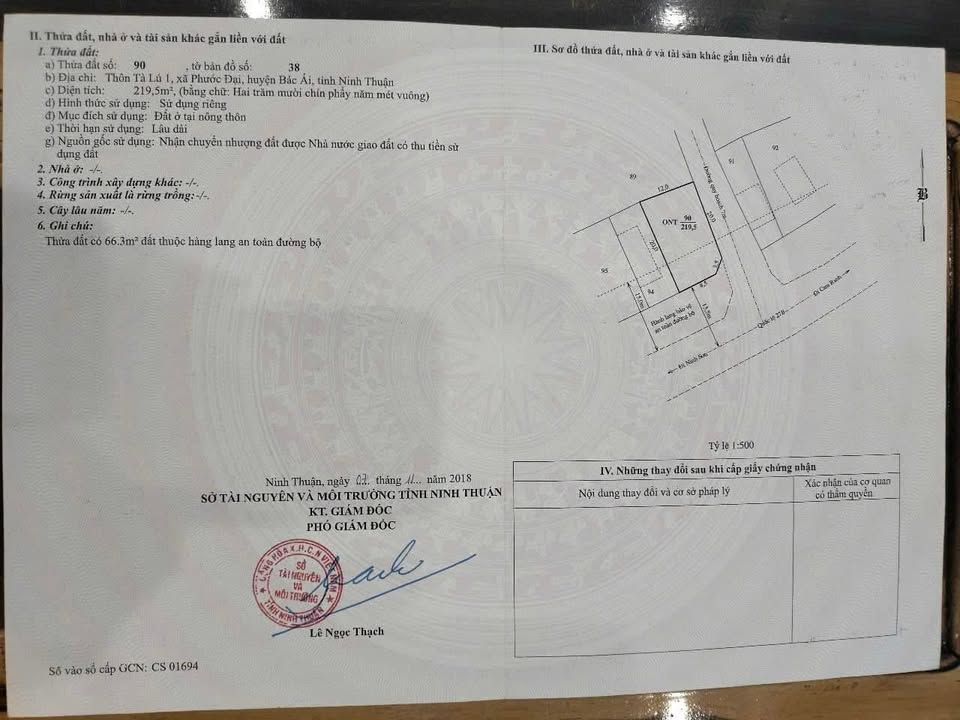 Lô đất thổ cư mặt đường QL27B, Ninh Thuận 219,5m² - Đối diện trung tâm Y Tế