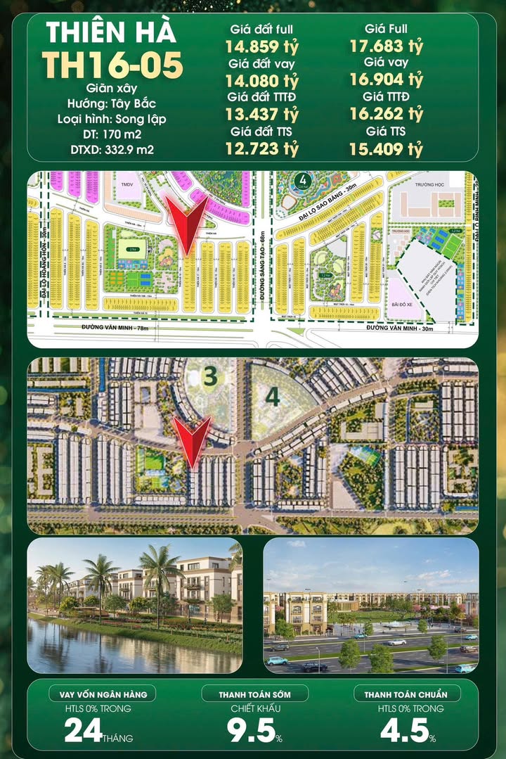 Townhouse Vinhomes Dương Kinh 170m² giá 15.4 tỷ - Cơ hội đầu tư sinh lời hấp dẫn!