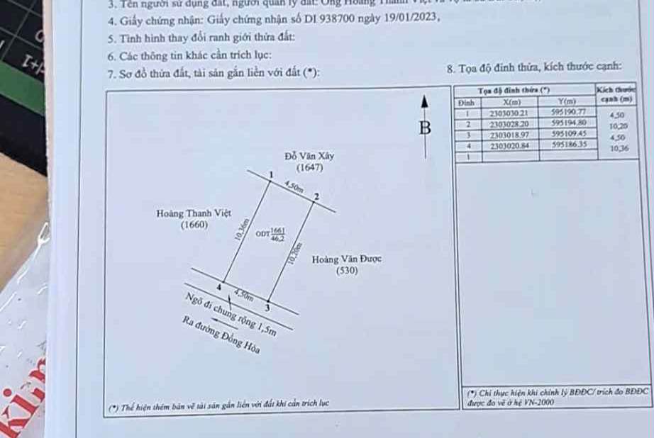Đất nền tại Đồng Hòa, Kiến An 46,2m² giá 1,4 tỷ - Hướng Đông Bắc, cơ hội đầu tư tuyệt vời!