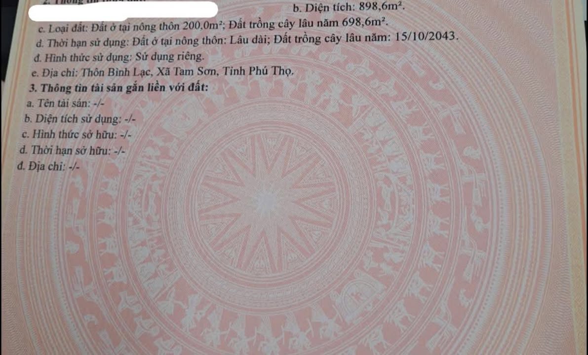 Đất nền chính chủ xã Tam Sơn, Cẩm Khê, Phú Thọ 898m² giá chỉ 3 tỷ - Cơ hội đầu tư tuyệt vời!