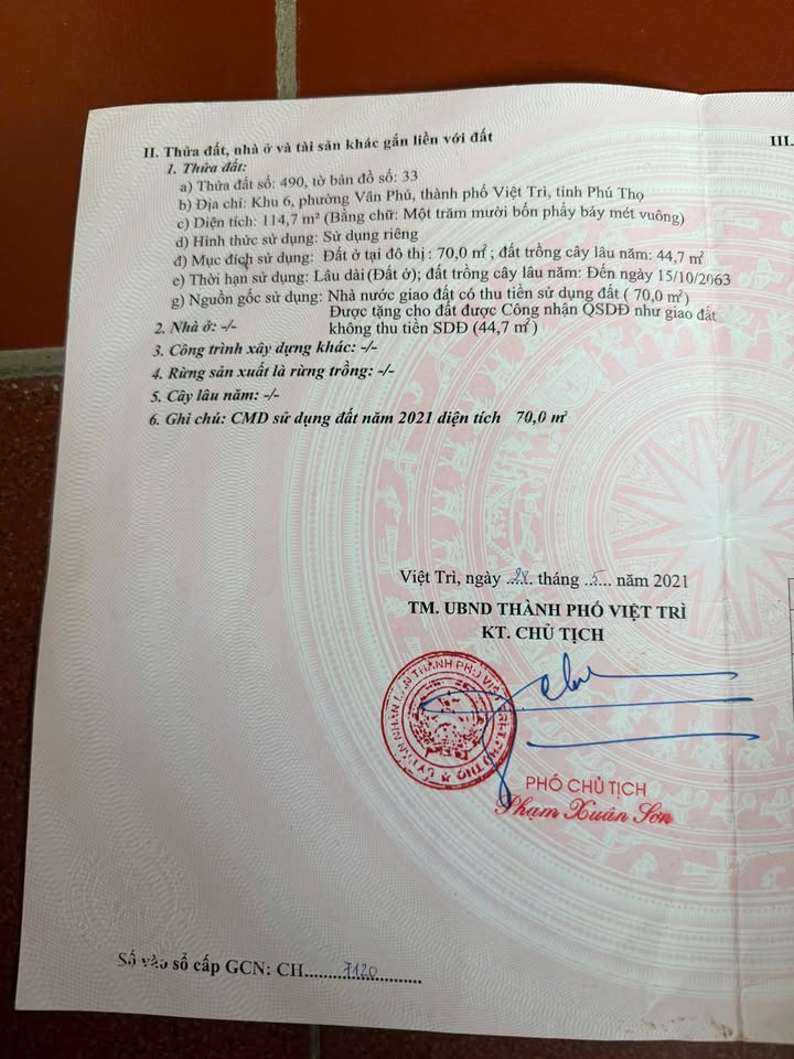 Đất Vân Phú Việt Trì 114,7m² giá 10 tỷ - Sổ đỏ chính chủ sẵn sàng giao dịch!