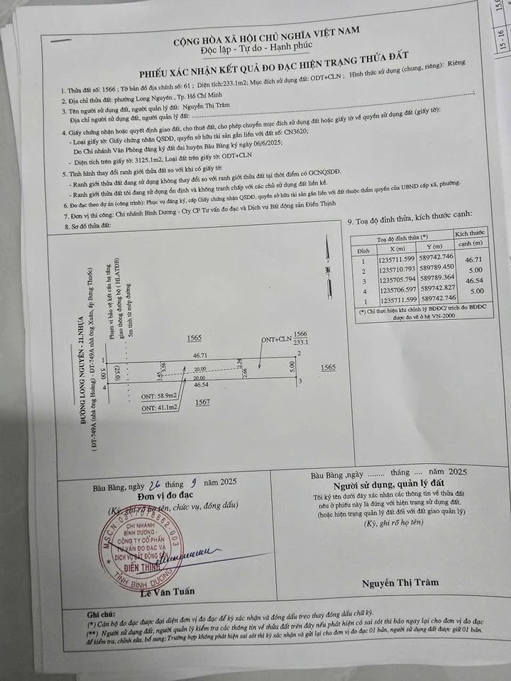 Đất nền Long Nguyên Bàu Bàng 546.100m² giá 1.1 tỷ - Cơ hội đầu tư hấp dẫn!