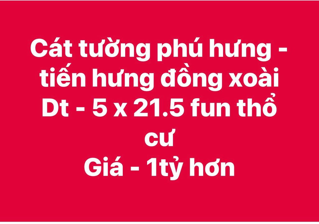 Đất nền Cát Tường Phú Hưng Đồng Xoài 107.5m² giá 1 tỷ - Sổ đỏ chính chủ, xây dựng tự do!