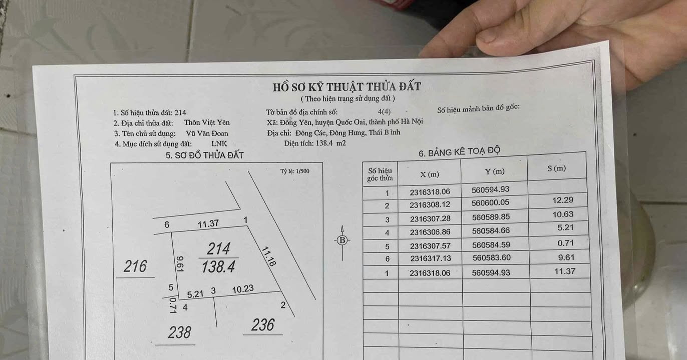 Đất nền Lô góc 138m² Phú Cát, Quốc Oai - Giá chỉ 1 tỷ VND!