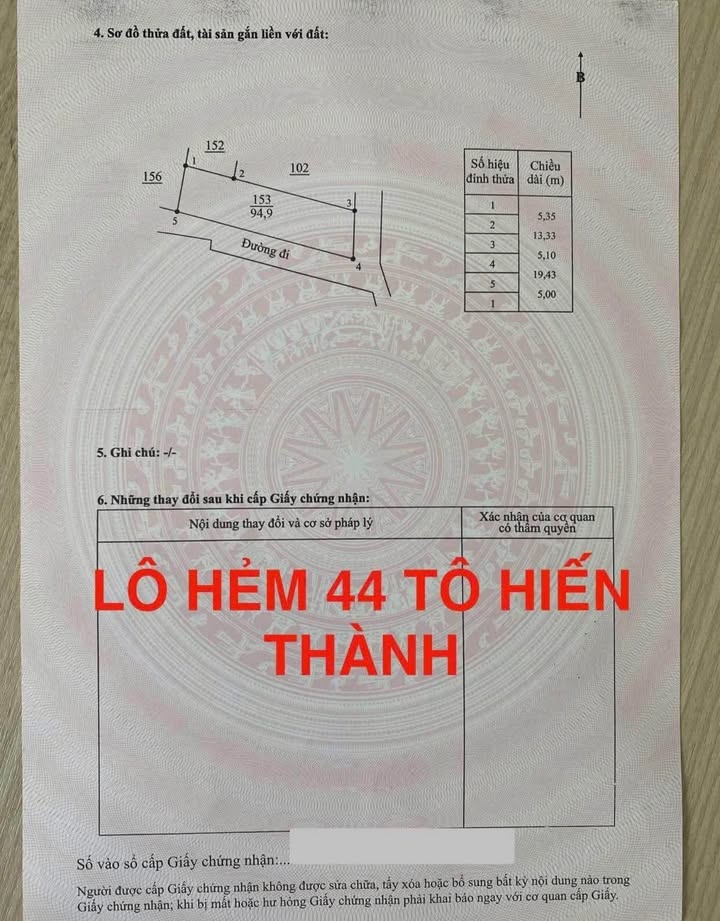 Đất nền hẻm 44 Tô Hiến Thành, Trần Phú, 94.9m² giá 1.29 tỷ - Cơ hội đầu tư tuyệt vời!