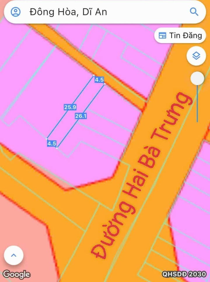 Đất nền 116.5m² đường Hai Bà Trưng, Dĩ An - Giá 4.5 tỷ - Đầu tư sinh lời!