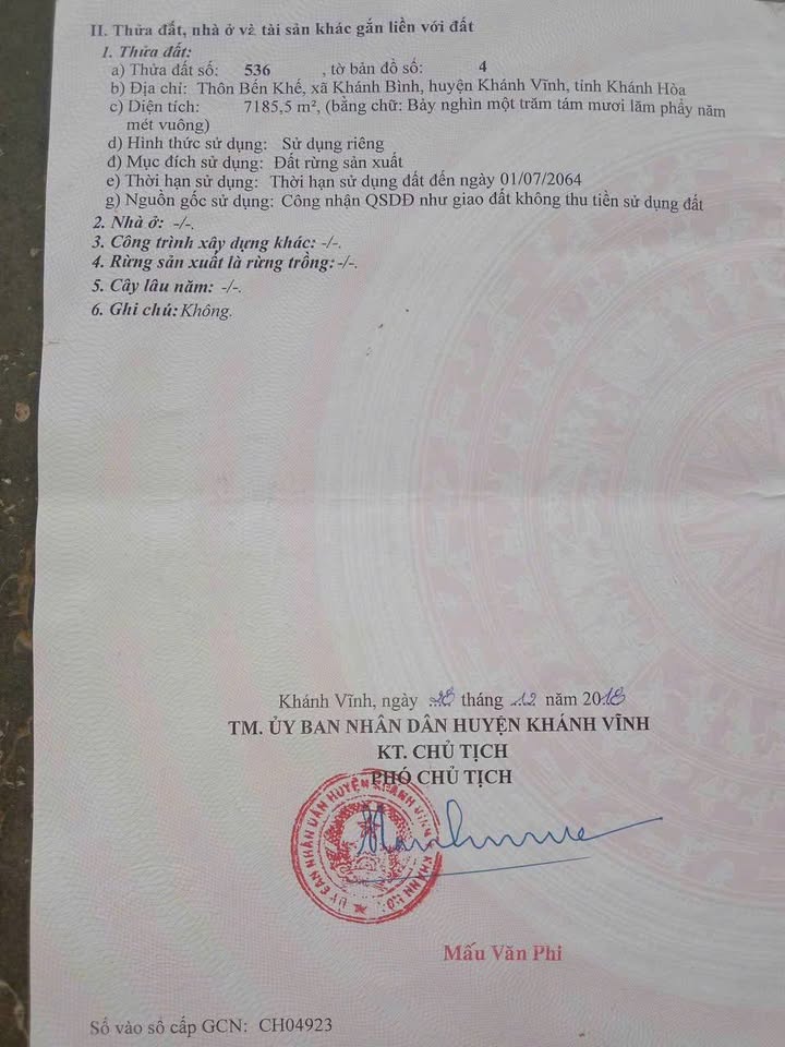 Đất nền 7200m² tại Khánh Bình, Khánh Vĩnh giá 350 triệu - Cơ hội đầu tư tuyệt vời!