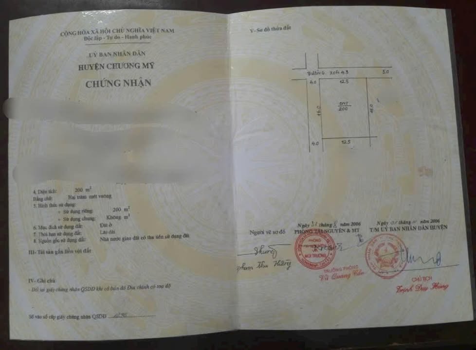 Đất thổ cư 200m² tại Xuân Thủy, Chương Mỹ - Nhà ở ngay, giá chỉ 5 tỷ!