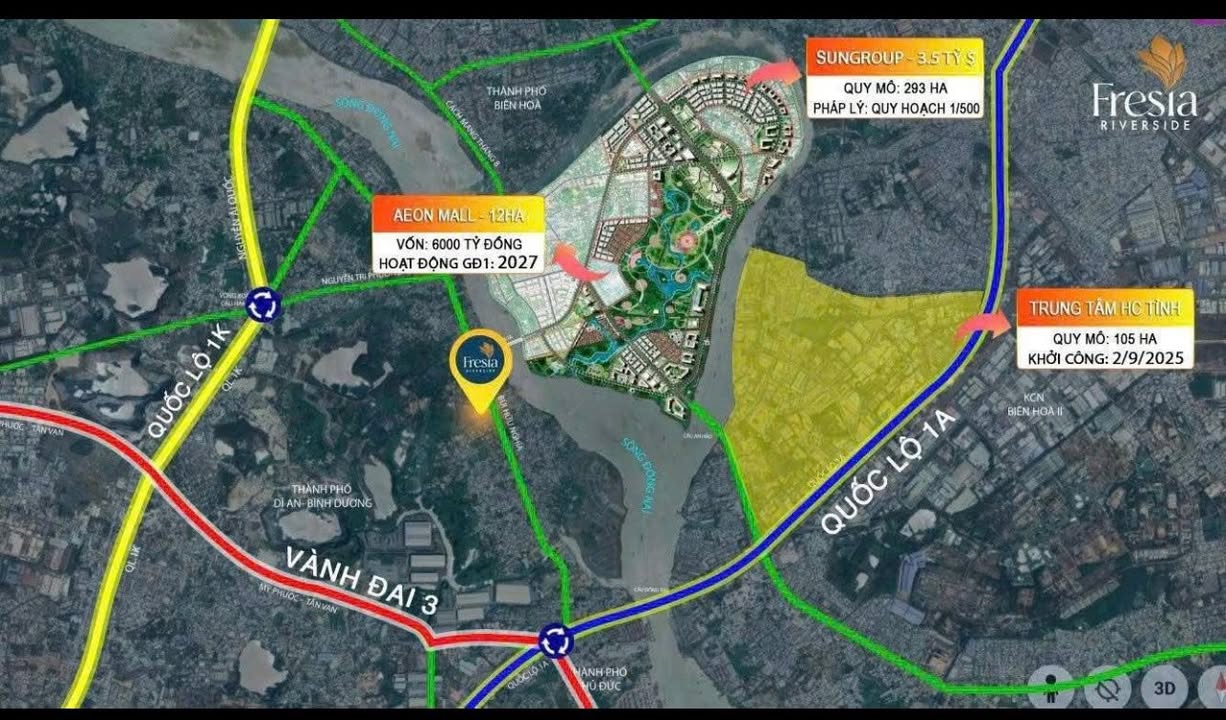 Căn hộ Fresia Riverside Biên Hòa 78m² giá 1.7 tỷ - Sở hữu ngay giữa lòng thành phố!