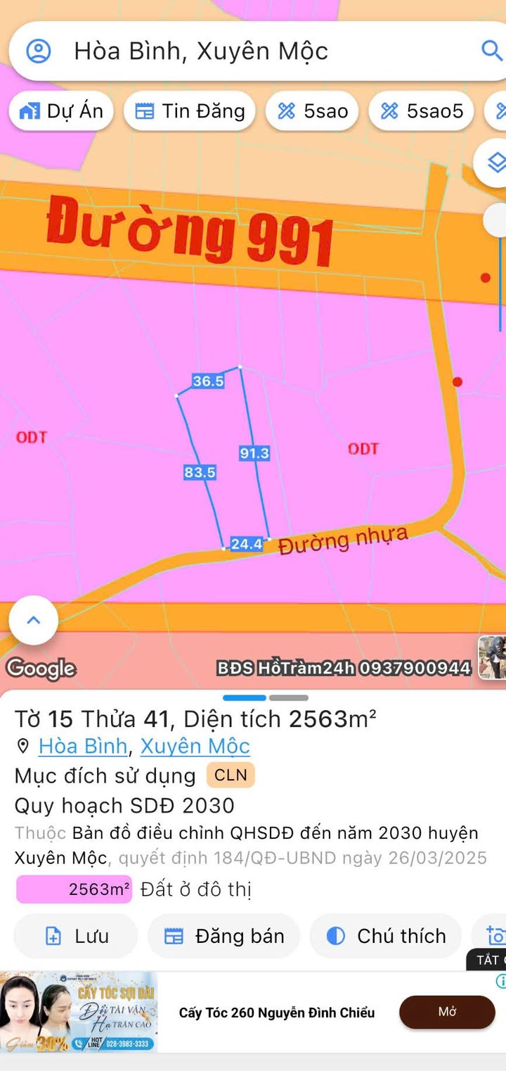 Đất ở đô thị Hòa Hội 2500m² giá 2.8 tỷ - Cơ hội đầu tư tuyệt vời!