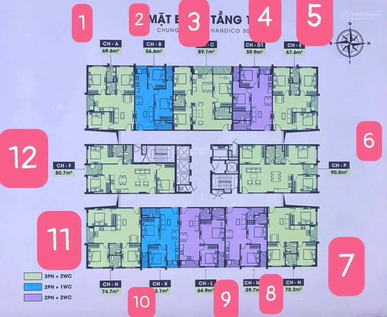 Chung cư Hadico CT3A Lê Hồng Phong 56.6m² giá 2.83 tỷ - View bắn pháo hoa đẹp mắt!