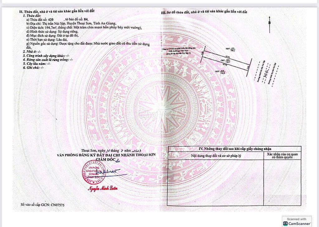 Đất nền khu TNR Núi Sập 194,7m² giá 5,65 tỷ - Sổ hồng chính chủ, không dính cống trụ!