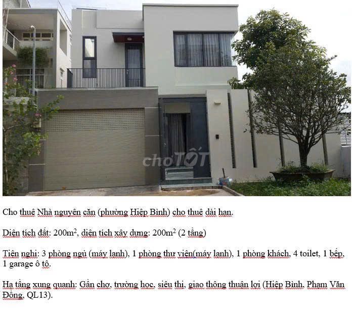 Văn phòng cho thuê 200m² tại Hiệp Bình Chánh - Giá chỉ 30 triệu/tháng!