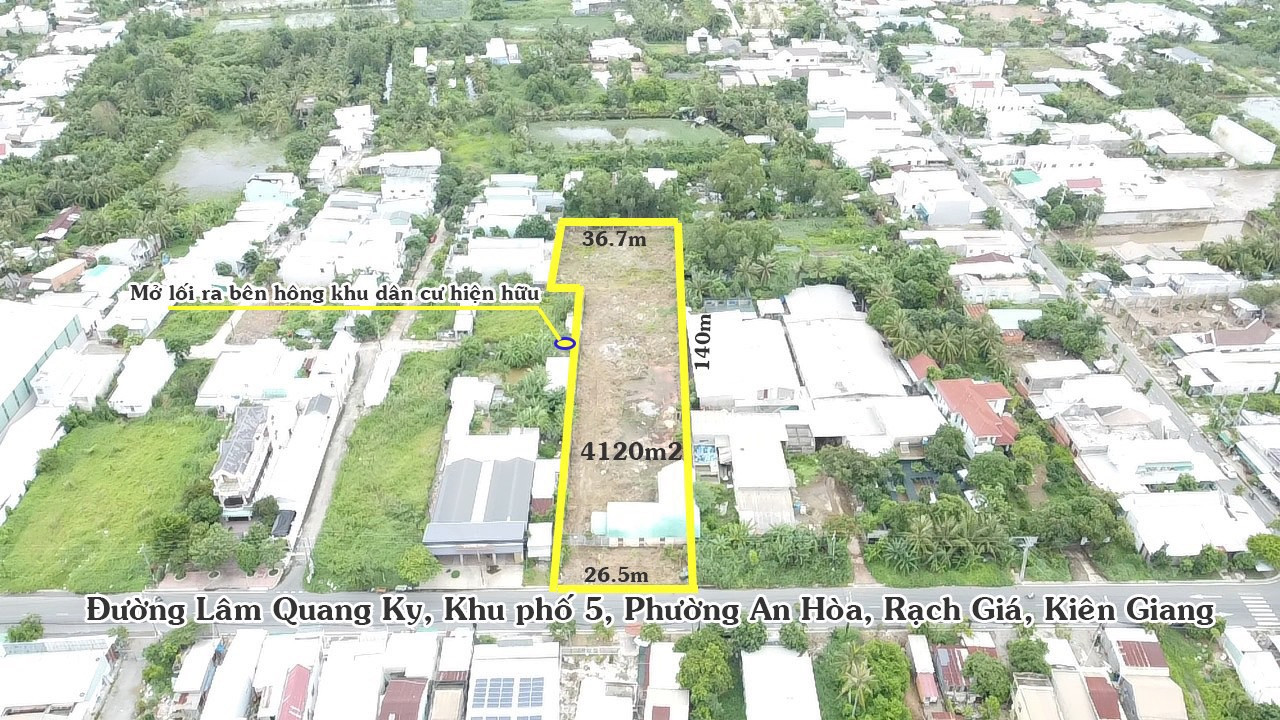 Bán đất mặt tiền Lâm Quang Ký Rạch Giá 4120m² - Đang kinh doanh sinh lời!