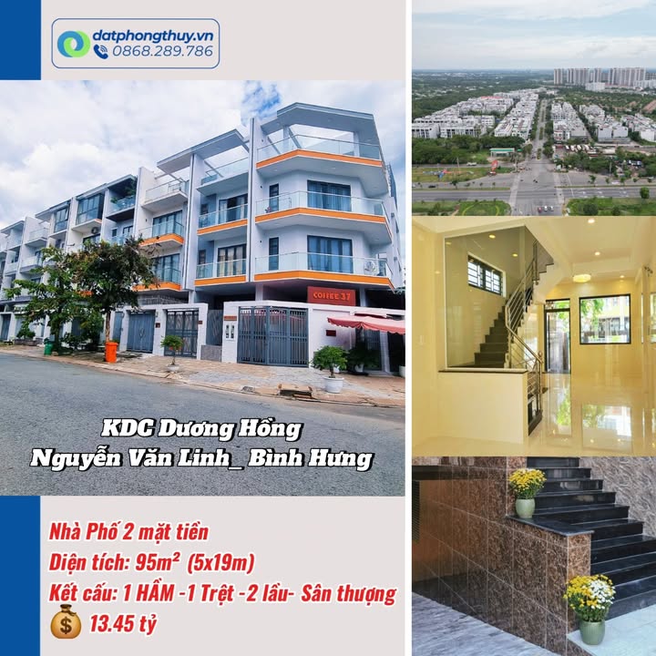 Nhà 2 mặt tiền KDC Dương Hồng, Bình Hưng, Bình Chánh 95m² giá 13.45 tỷ - Cơ hội đầu tư sinh lời!