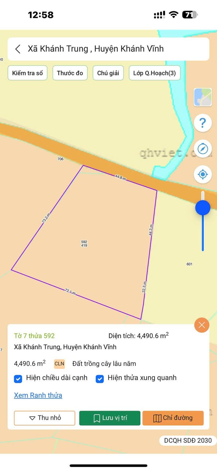 Đất chính chủ Suối Lách, Khánh Trung, 4490m² giá 1.2 tỷ - Cơ hội đầu tư tuyệt vời!