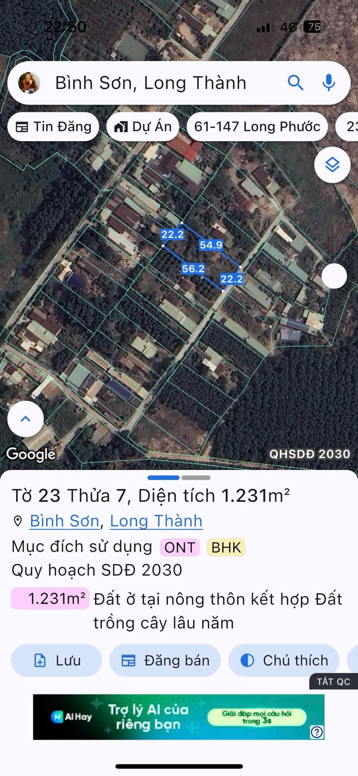 Đất thổ cư 300m² tại Bình Sơn, Long Thành - Sổ đỏ riêng, giá thỏa thuận!