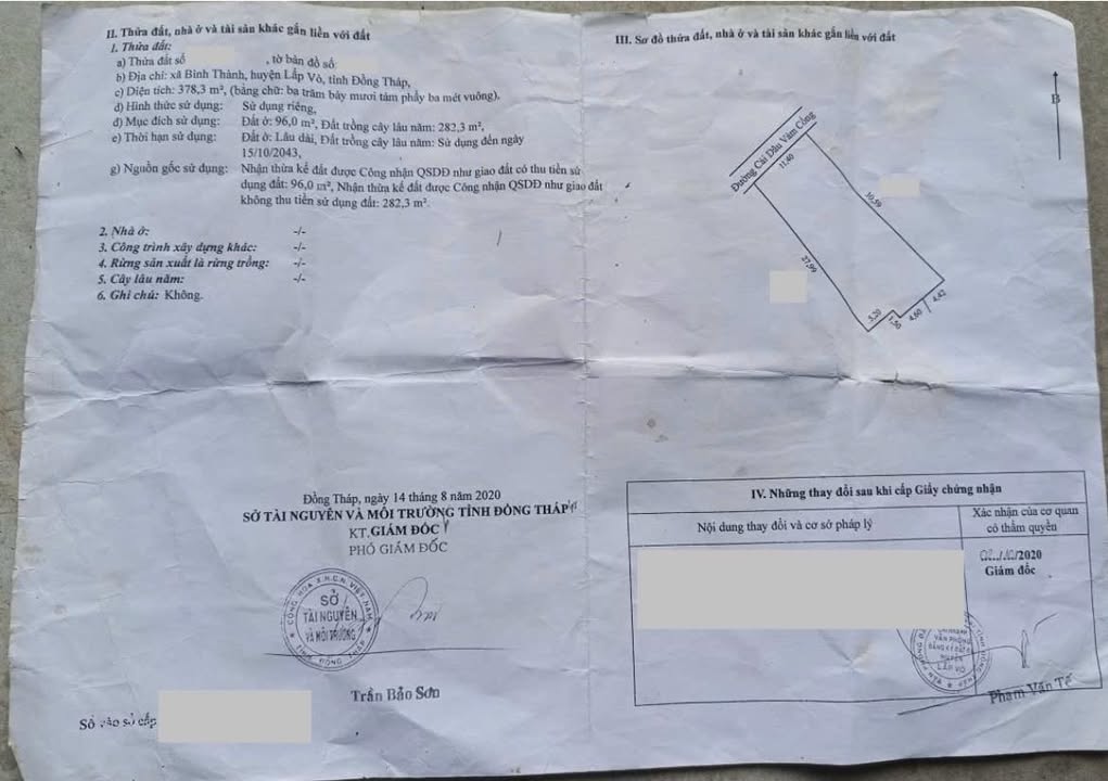 Đất mặt tiền Ngô Quyền Lấp Vò 378m² giá 1.2 tỷ - Nở hậu, tiềm năng đầu tư!