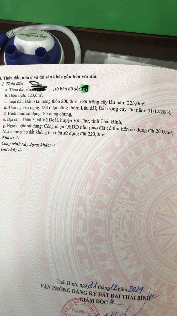 Đất vườn xã Vũ Đoài 700m² - Sổ đỏ chính chủ, giá thỏa thuận!