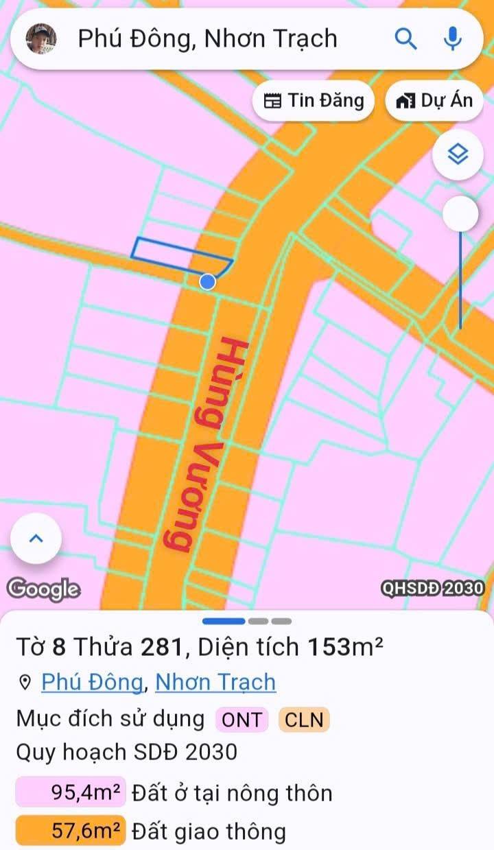 Đất mặt tiền đường Hùng Vương, Nhơn Trạch 153m² giá 5 tỷ - Sổ đỏ chính chủ!