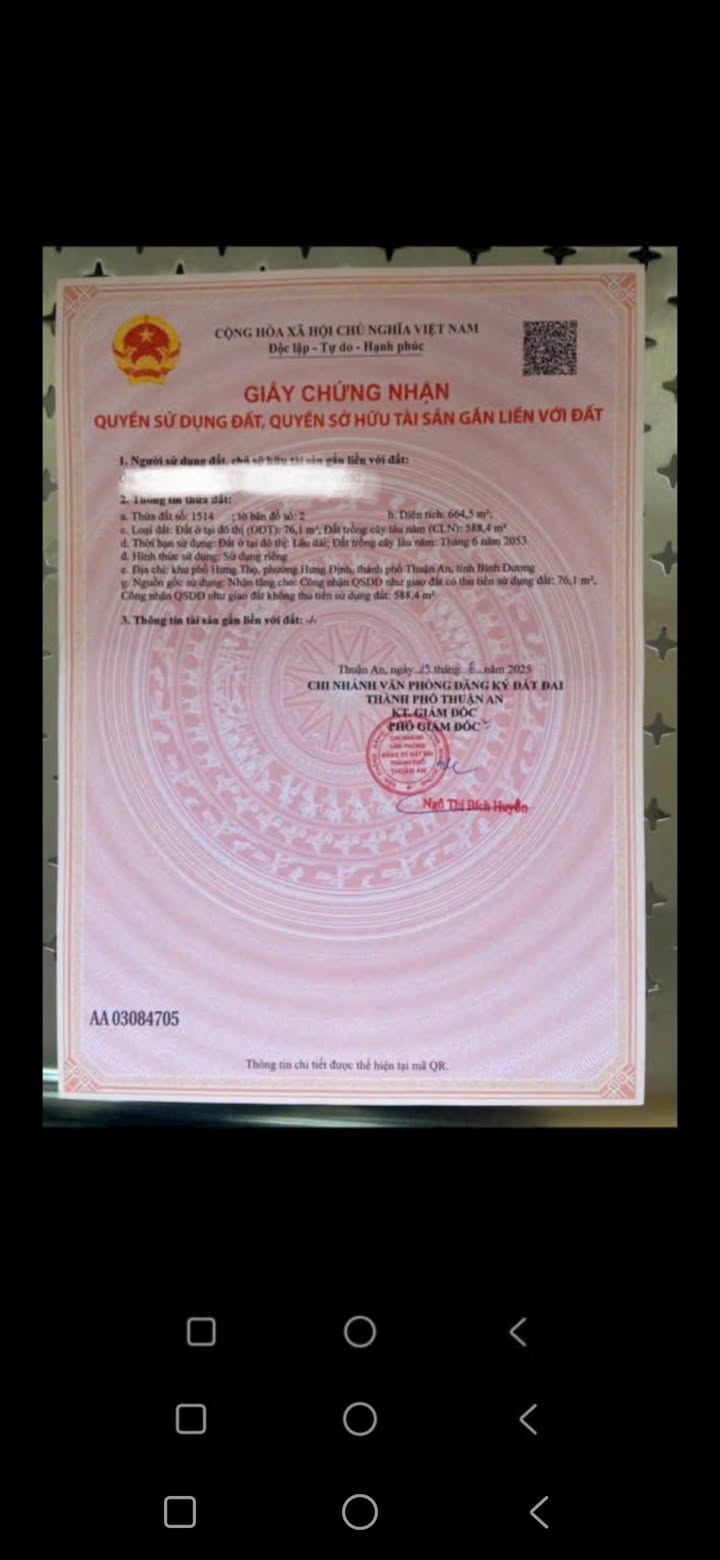 Đất nền Hưng Định, Thuận An 664m² giá 19.9 tỷ - Đầu tư sinh lời lý tưởng!