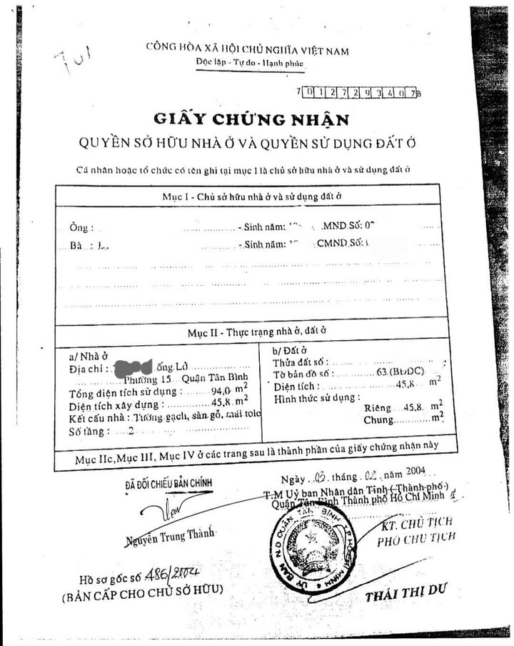 Nhà phố chính chủ tại Tân Bình 47.385m² - Pháp lý rõ ràng, giá 4 tỷ VND!