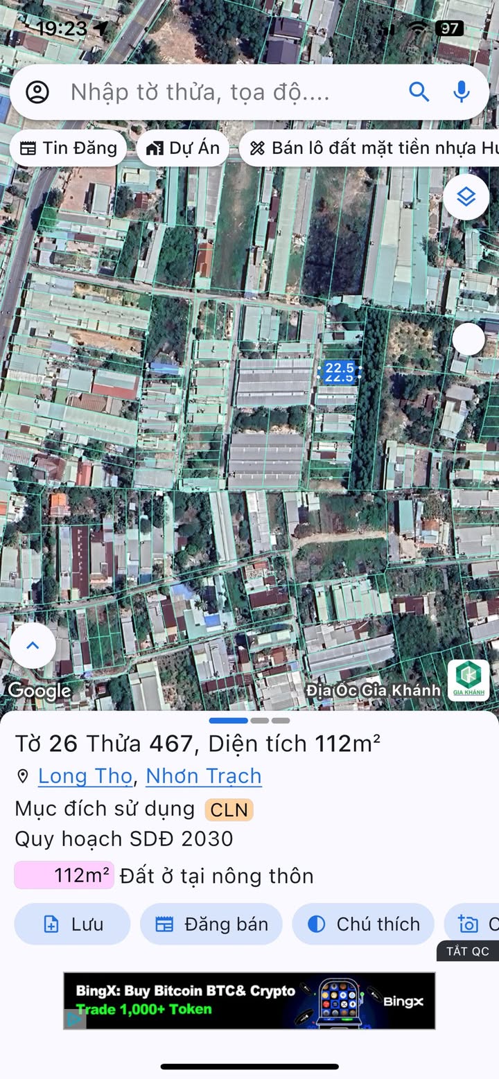 Đất nền ấp 2 xã Long Thọ, huyện Nhơn Trạch 112.5m² giá 1 tỷ - Sổ hồng chính chủ