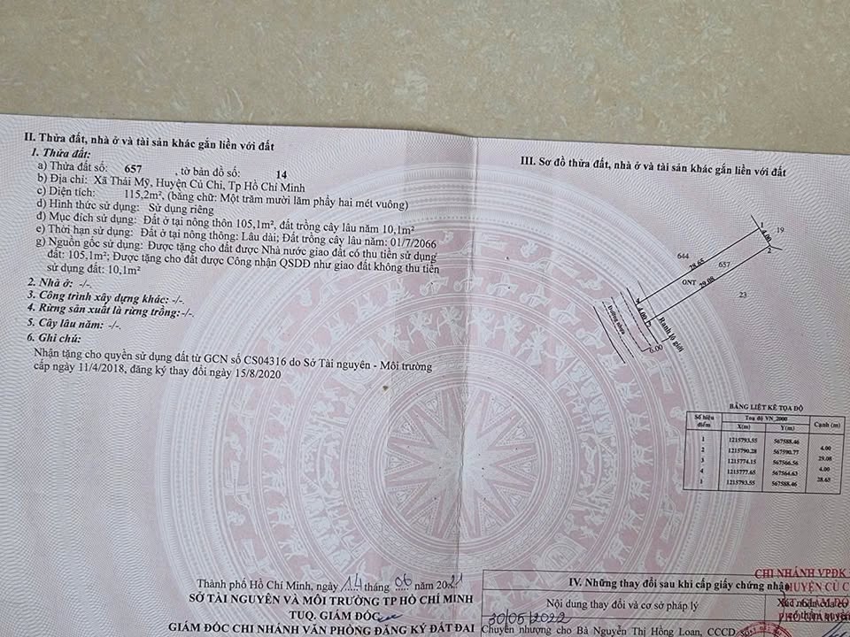 Đất thổ cư mặt tiền nhựa xã Thái Mỹ 116m² giá 1.1 tỷ - Cơ hội đầu tư hấp dẫn!