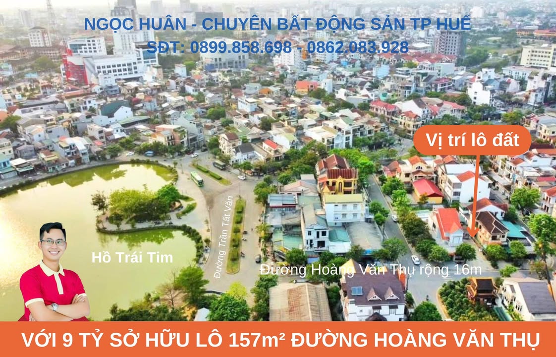 Đất nền 156,8m² đường Hoàng Văn Thụ, TP Huế chỉ 9 tỷ - Cơ hội vàng cho nhà đầu tư!