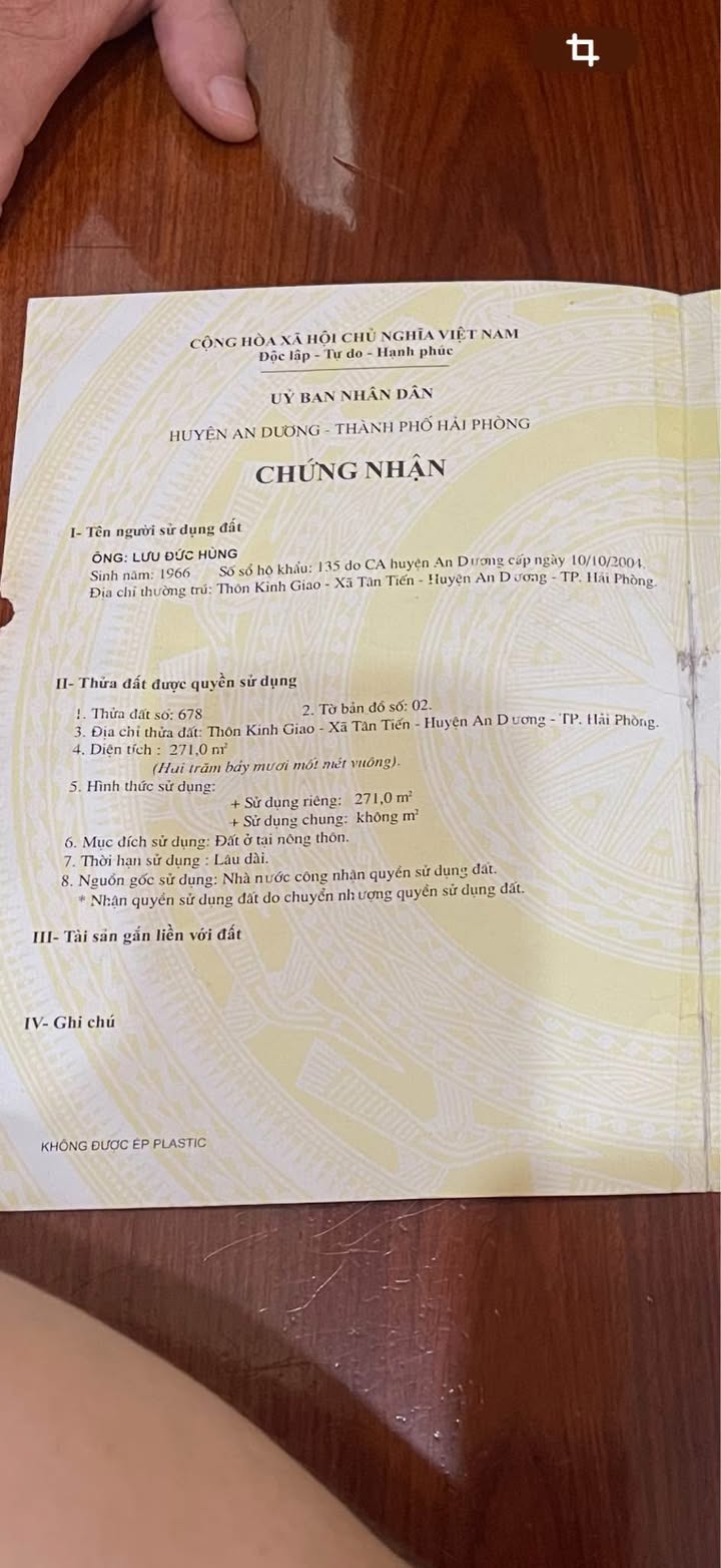 Đất nền Tân Tiến An Dương 300m² giá 4.2 tỷ - Vị trí đắc địa cho sân vườn!