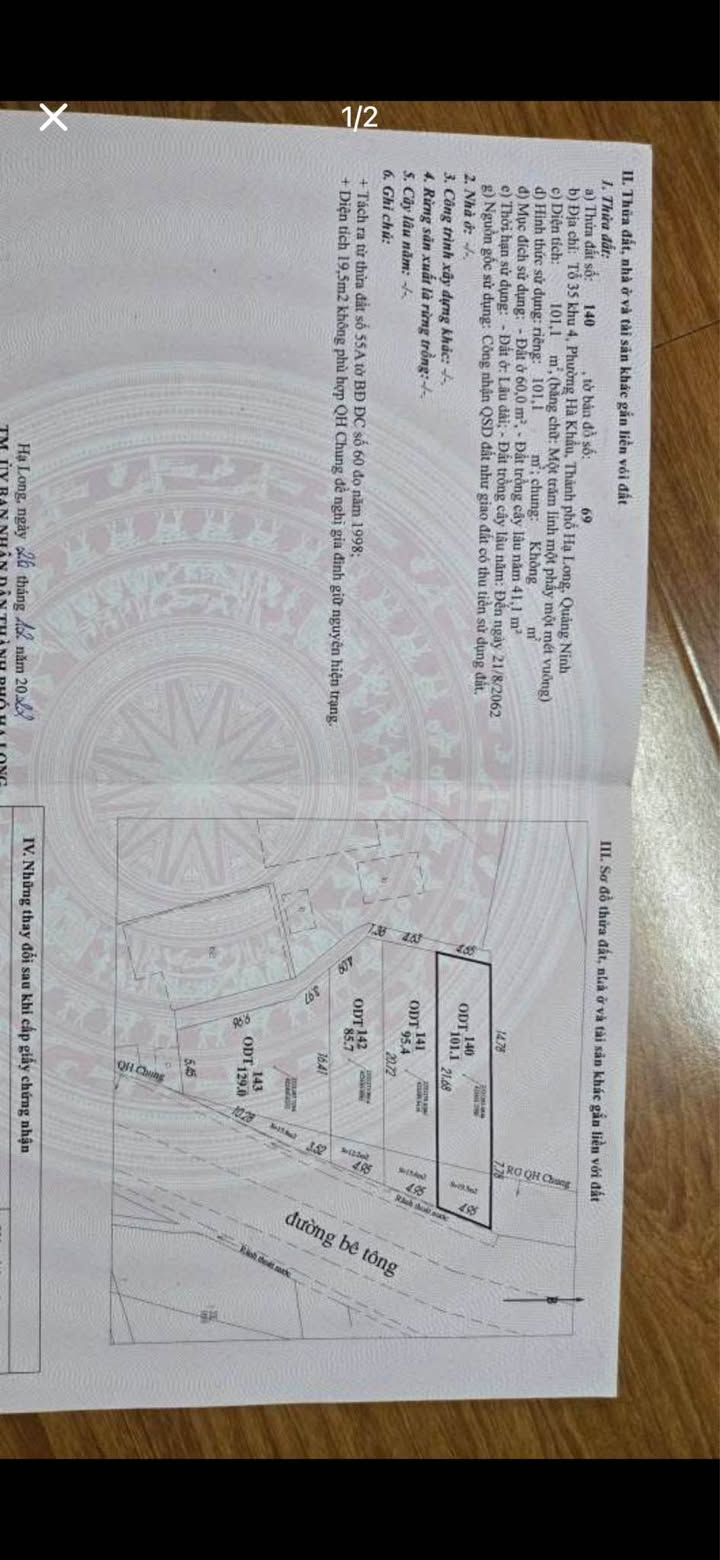 Đất nền 101m² phường Hà Khẩu, Hạ Long - Giá chỉ 1.1 tỷ, đường ô tô tránh nhau!