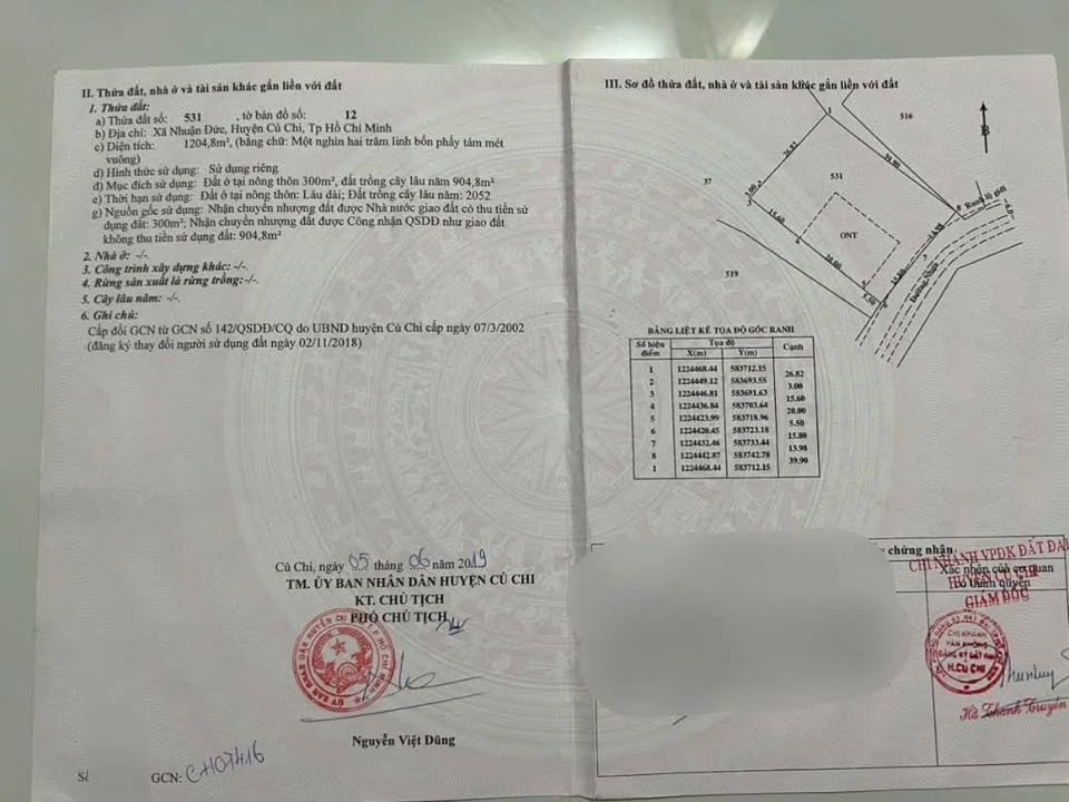 Đất thổ cư 300m² tại Nhuận Đức, Củ Chi - Giá chỉ 5.999 tỷ, cơ hội đầu tư tuyệt vời!