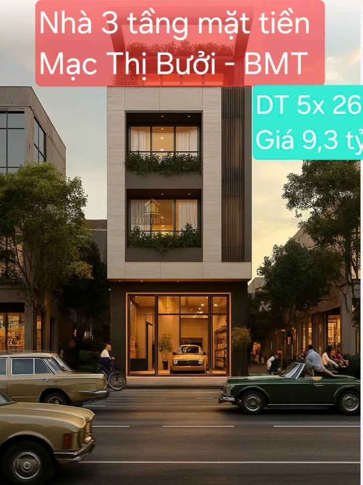 Nhà mặt tiền kinh doanh Mạc Thị Bưởi, Buôn Ma Thuột 131.04m² giá 9.3 tỷ - Kinh doanh sầm uất!
