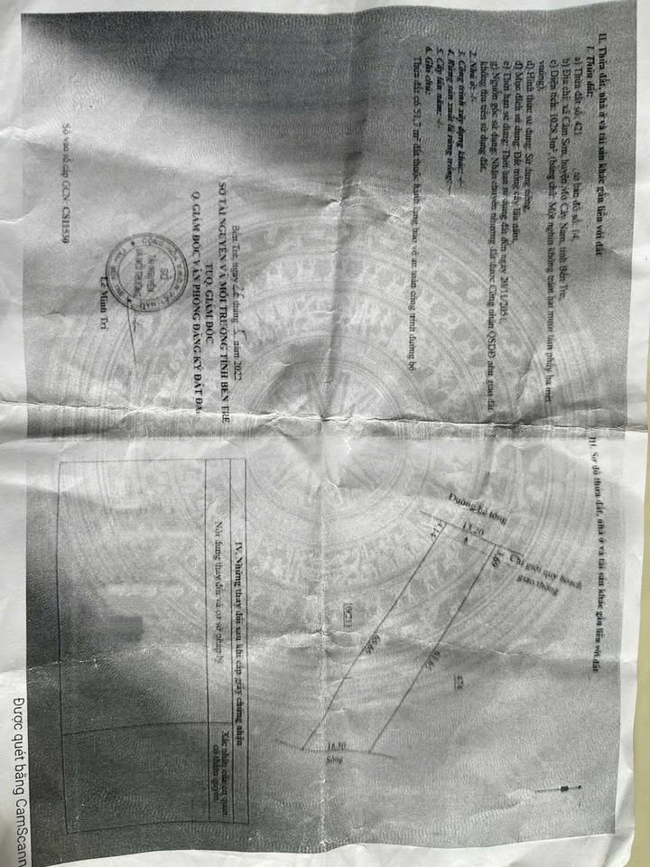 Đất nền Cẩm Sơn, Mỏ Cày Nam 1028m² chỉ 800 triệu - Cơ hội đầu tư hấp dẫn!