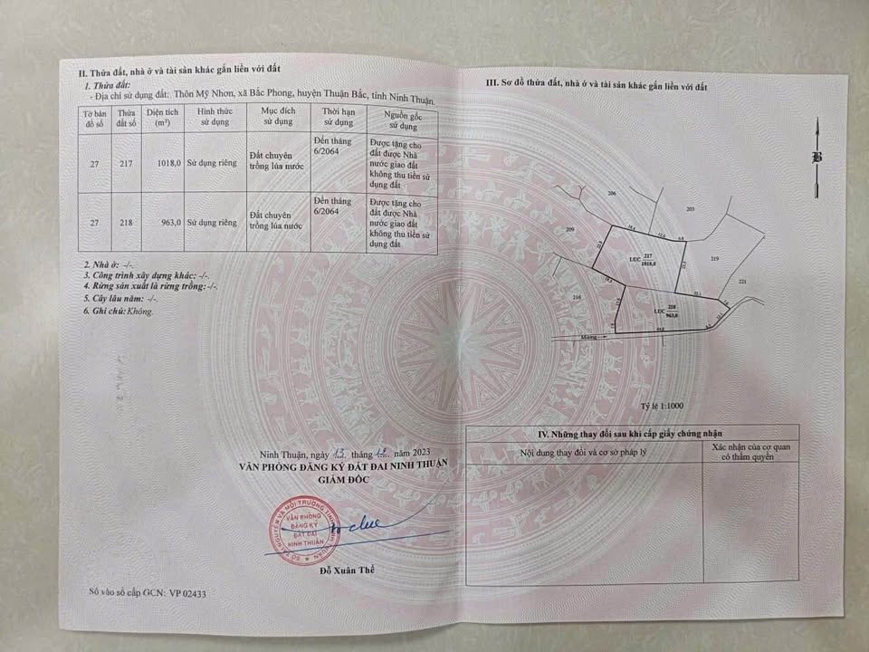 Đất nông nghiệp Thôn Mỹ Nhơn, Bắc Phong 1981m² - Sổ đỏ chính chủ, giá chỉ 125 triệu!