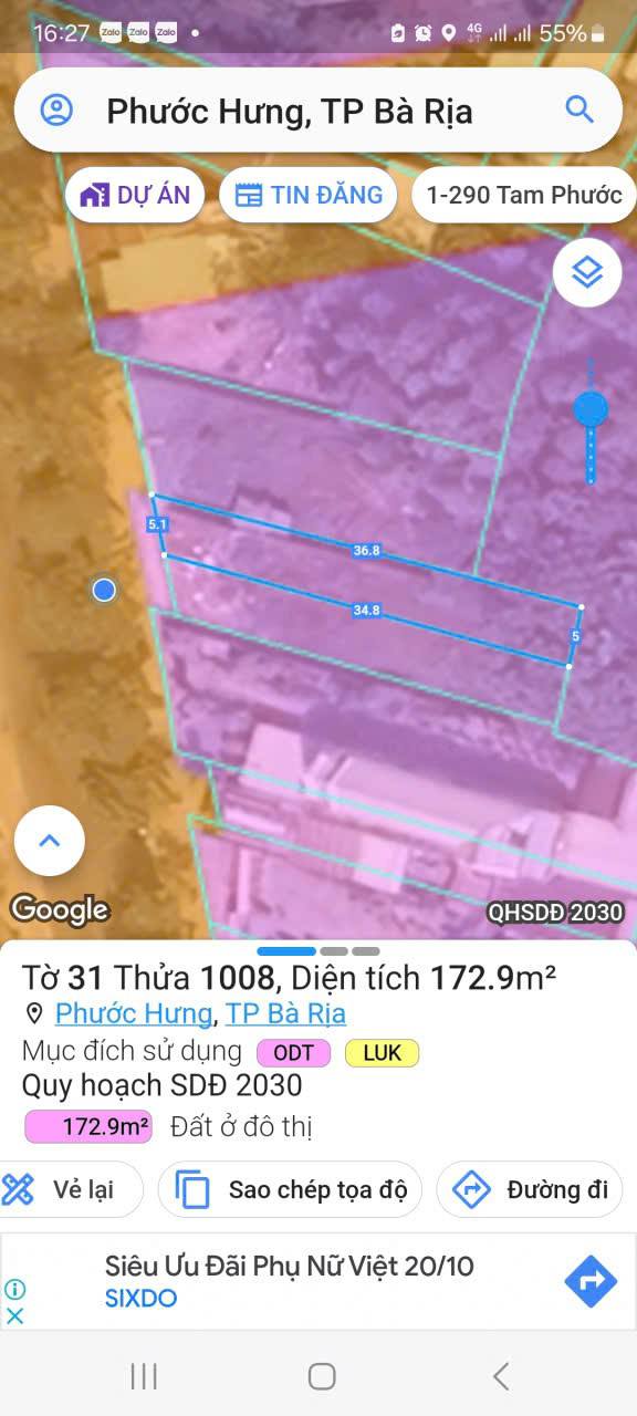Đất nền Phước Hưng Bà Rịa 200m² giá 7.3 tỷ - Cơ hội đầu tư sinh lời!