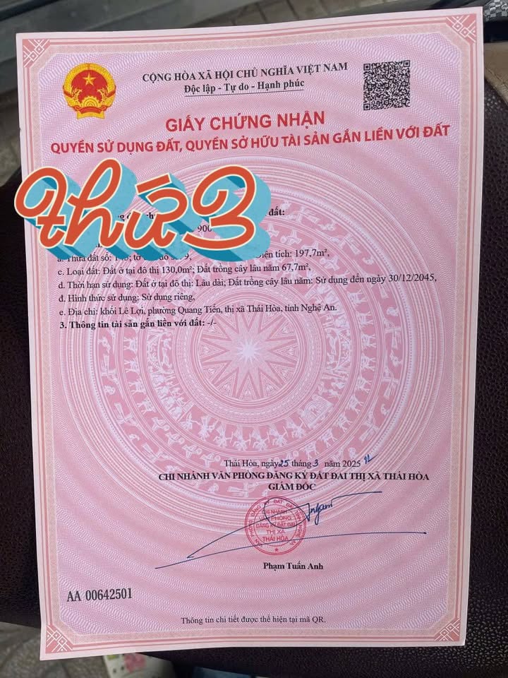 Đất thổ cư 210m² phường Quang Tiên Thái Hòa chỉ 400 triệu - Đầu tư sinh lời ngay!