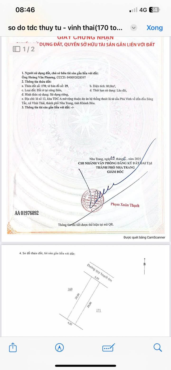 Đất nền Vĩnh Thái, Nha Trang 80m² giá 3.5 tỷ - Xây dựng tự do, view sông tuyệt đẹp!