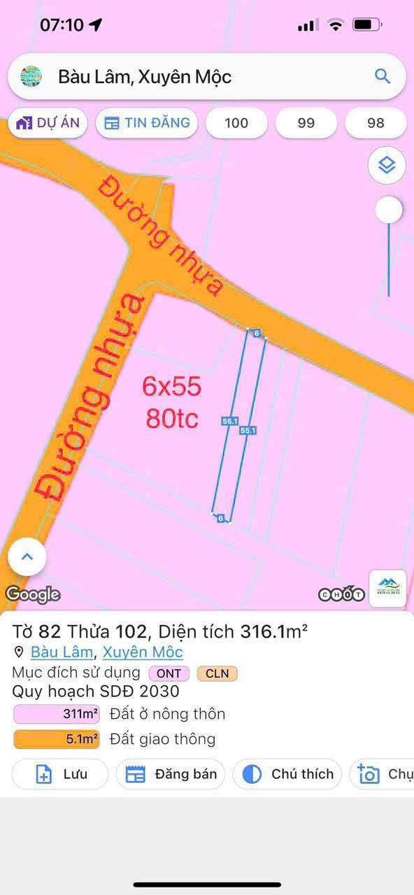 Đất thổ cư Bàu Lâm 330m² giá 500 triệu - Cơ hội đầu tư hấp dẫn!