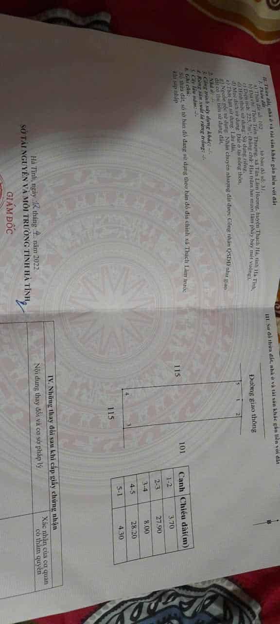 Đất thổ cư Thạch Lâm, Hà Huy Tập 225.7m² - Chính chủ, giá thương lượng!