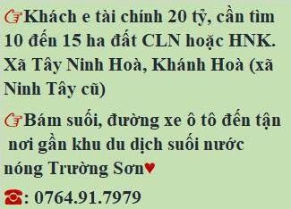 Đất nông nghiệp 10ha - 15ha tại Tây Ninh Hòa, Khánh Hòa - Giá 20 tỷ - Đầu tư sinh lời hấp dẫn!