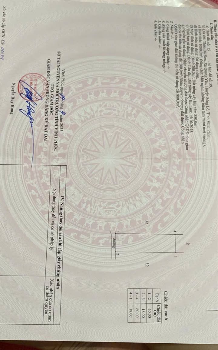 Đất nền thổ cư 1080m² tại thôn Đá Đen, Vĩnh Phúc - Giá chỉ 1.08 tỷ!