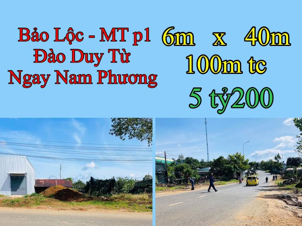 Đất mặt tiền Đào Duy Từ, Bảo Lộc 240m² giá 5.2 tỷ - Cơ hội đầu tư tuyệt vời!