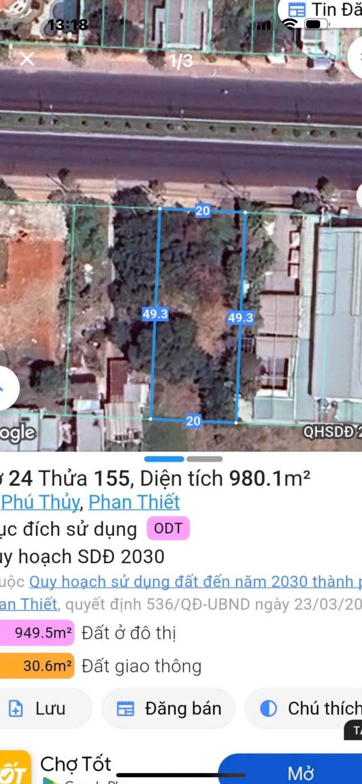Đất thổ cư mặt tiền đường Hùng Vương, Phú Thủy, Phan Thiết 980m² - Cơ hội đầu tư tuyệt vời!