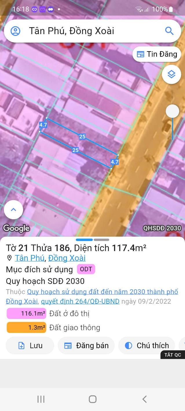 Đất nền Chính chủ tại phường Tân Phú, Thủ Dầu Một, 117m² - Giá cực tốt chỉ 1 tỷ!