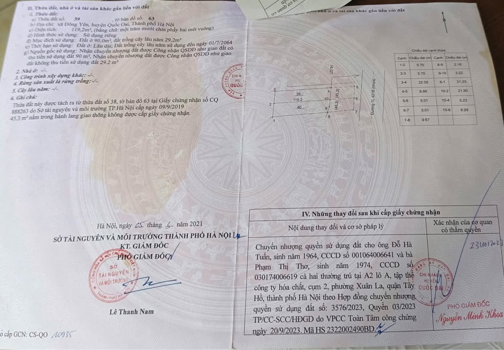 Đất nền Quốc Oai 119.2m² giá thỏa thuận - Vị trí trung tâm đắc địa!