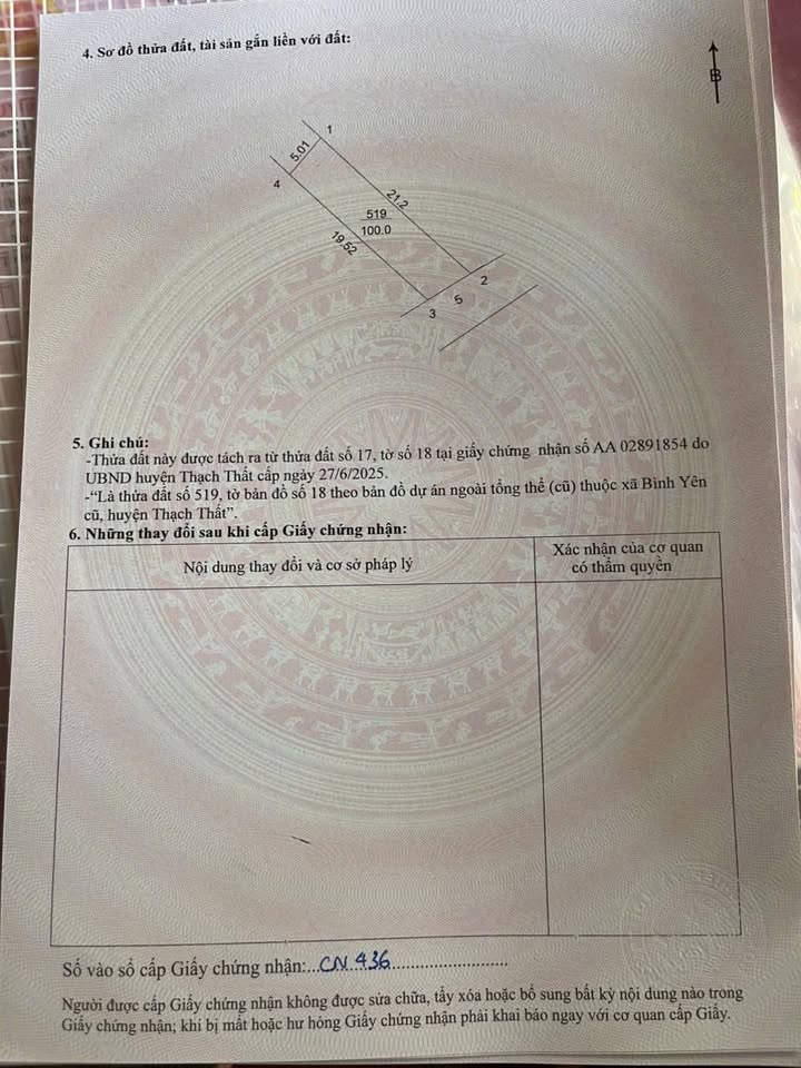 Đất thổ cư 100m² tại Bình Yên, Thạch Thất - Gần QL 21, giá 3 tỷ!