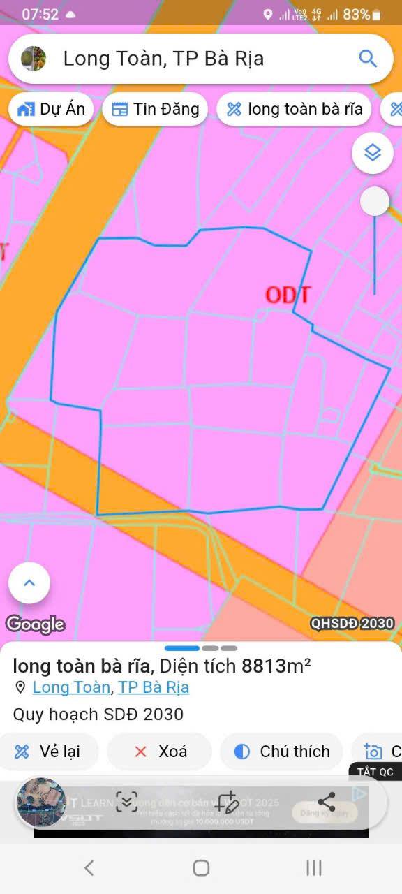 Đất nền trung tâm Long Toàn - Bà Rịa 8.813m² giá 100 tỷ - Cơ hội đầu tư sinh lời!
